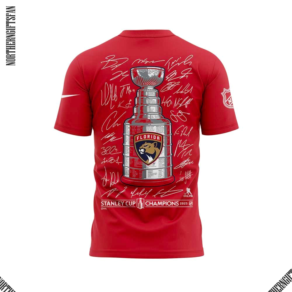 Florida Panthers Fanatics Back-To-Back Stanley Cup Champions Parade 2025 Red T-Shirt Florida Panthers Fanatics Back-To-Back Stanley Cup Champions Parade 2025 Red T-Shirt