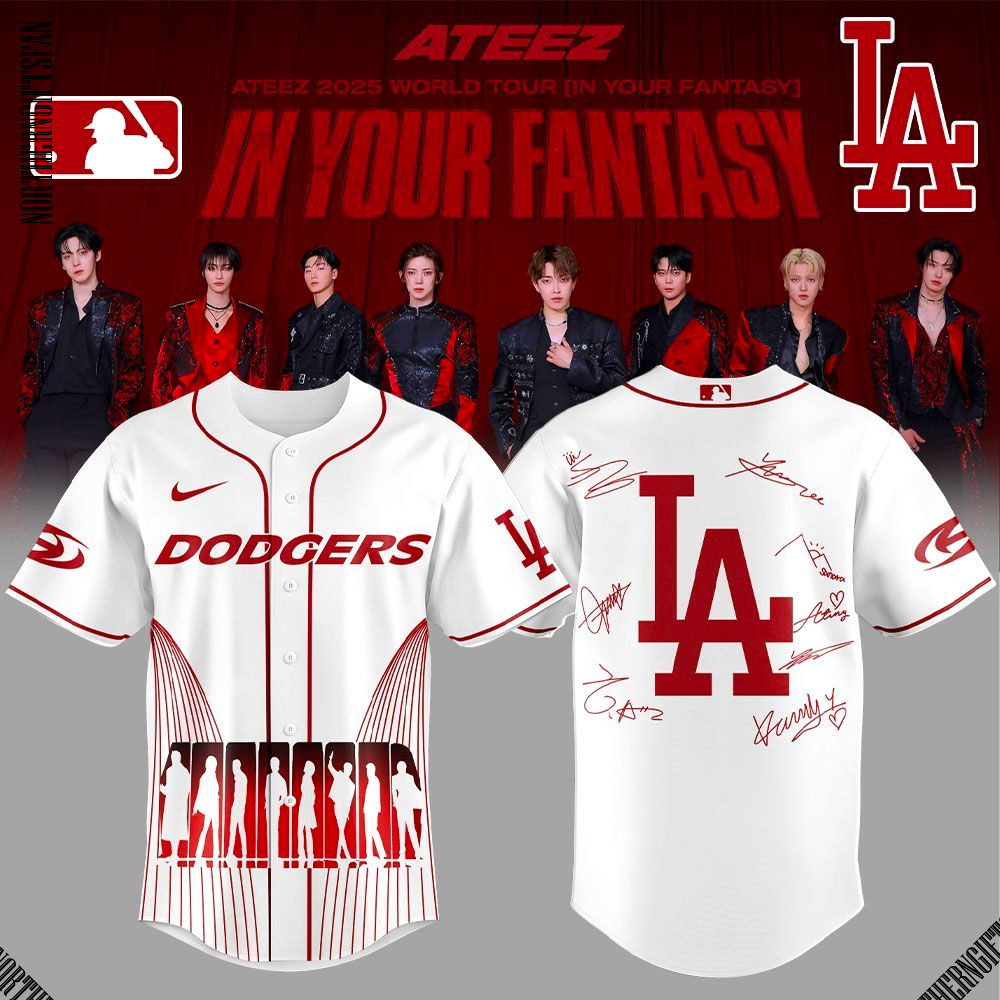 Los Angeles Dodgers ATEEZ World Tour Signature White Jersey