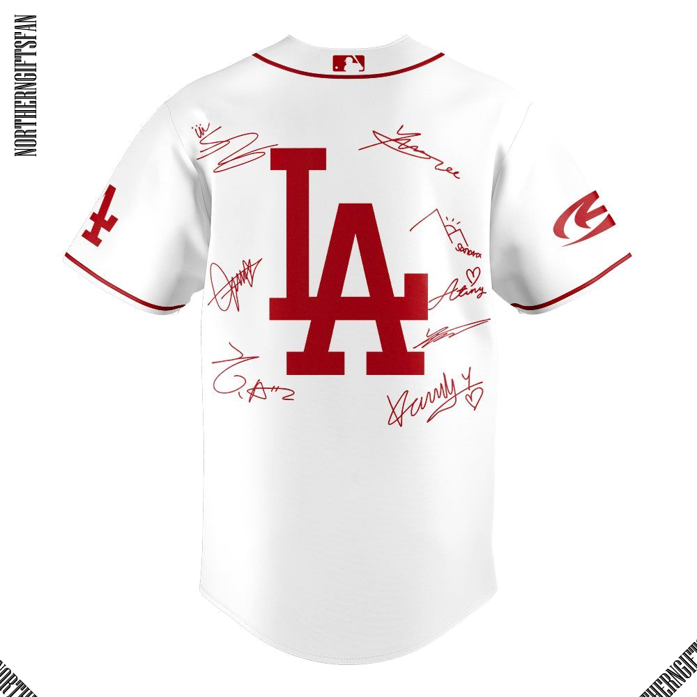 Los Angeles Dodgers ATEEZ World Tour Signature White Jersey Los Angeles Dodgers ATEEZ World Tour Signature White Jersey