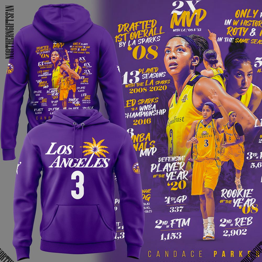 Los Angeles Sparks Candace Parker 2025 Hoodie Los Angeles Sparks Candace Parker 2025 Hoodie