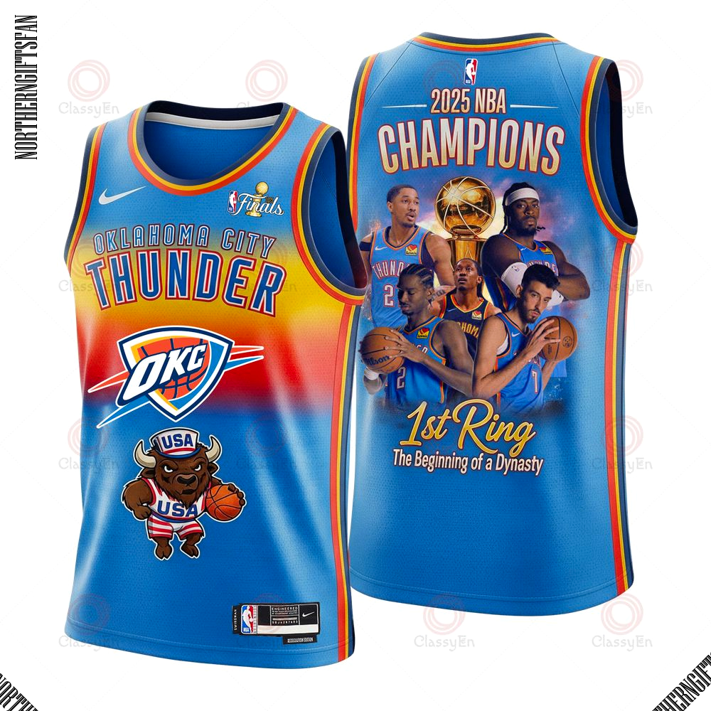 Oklahoma City Basketball 1st Ring Champions Finals 2025 Jersey Oklahoma City Basketball 1st Ring Champions Finals 2025 Jersey