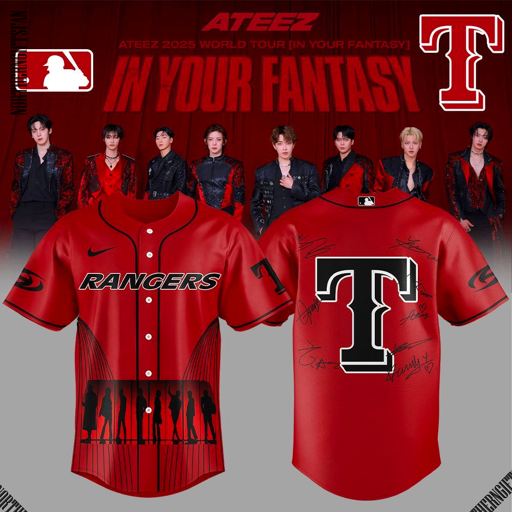 Texas Rangers ATEEZ World Tour Signature Red 2025 Jersey