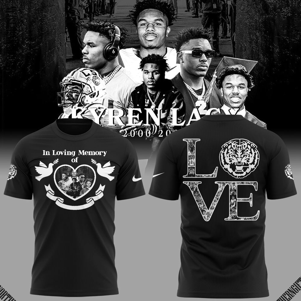 Tigers Football RIP Lacy In Loving Memory Black Shirt