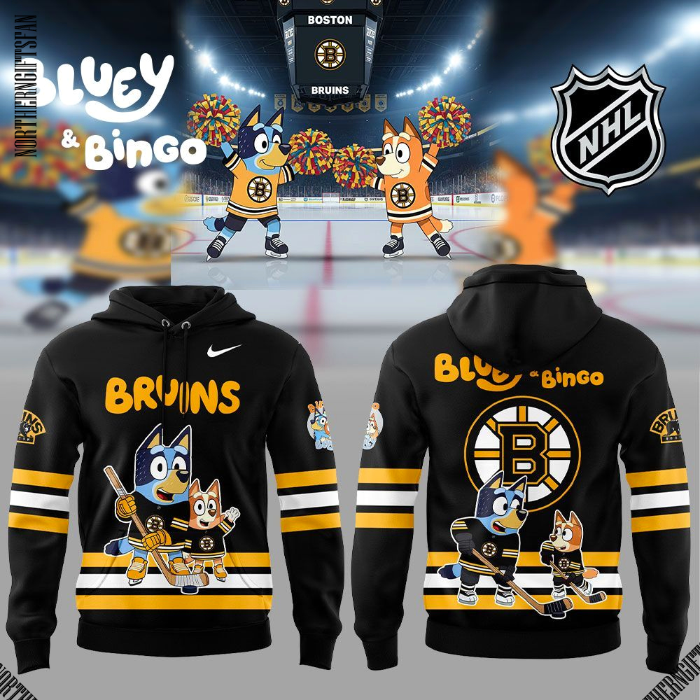 Boston Bruins 2025 Bluey and Bingo Hoodie Boston Bruins 2025 Bluey and Bingo Hoodie