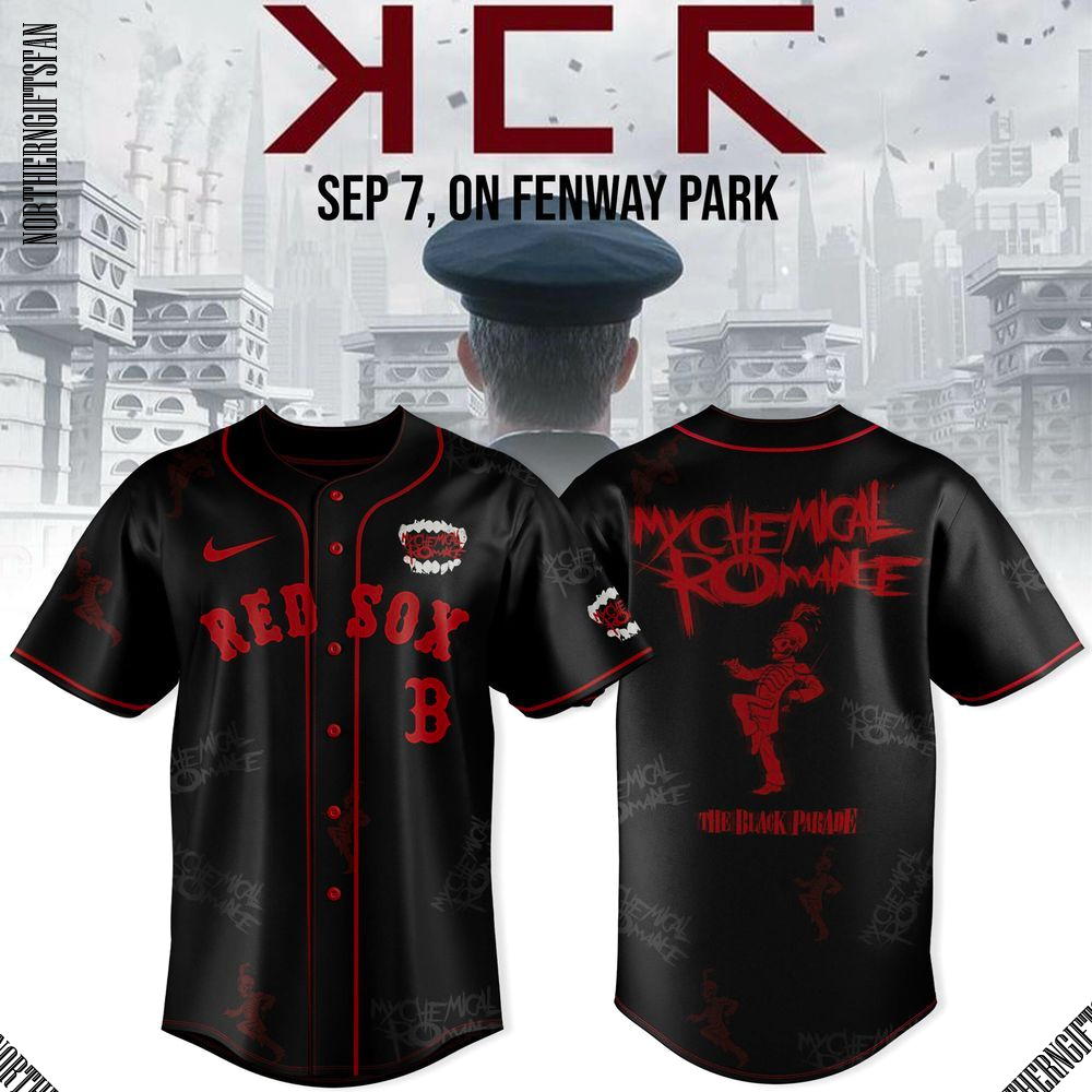 Boston Red Sox x Long Live The Black Parade My Chemical Romance Tour 2025 Black Jersey Boston Red Sox x Long Live The Black Parade My Chemical Romance Tour 2025 Black Jersey