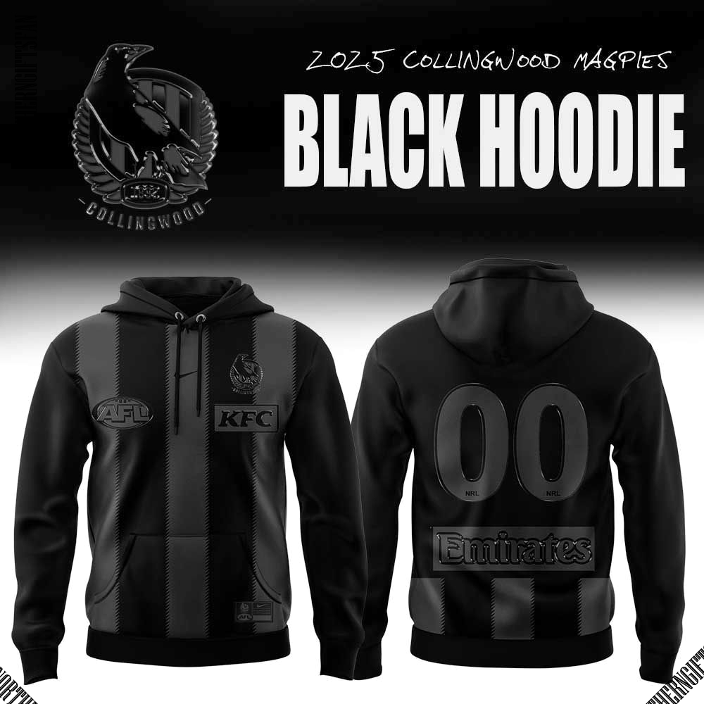 Collingwood Magpies Back In Black Hoodie