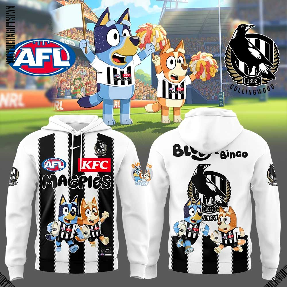 Collingwood Magpies x Bluey and Bingo Limited Hoodie Collingwood Magpies x Bluey and Bingo Limited Hoodie