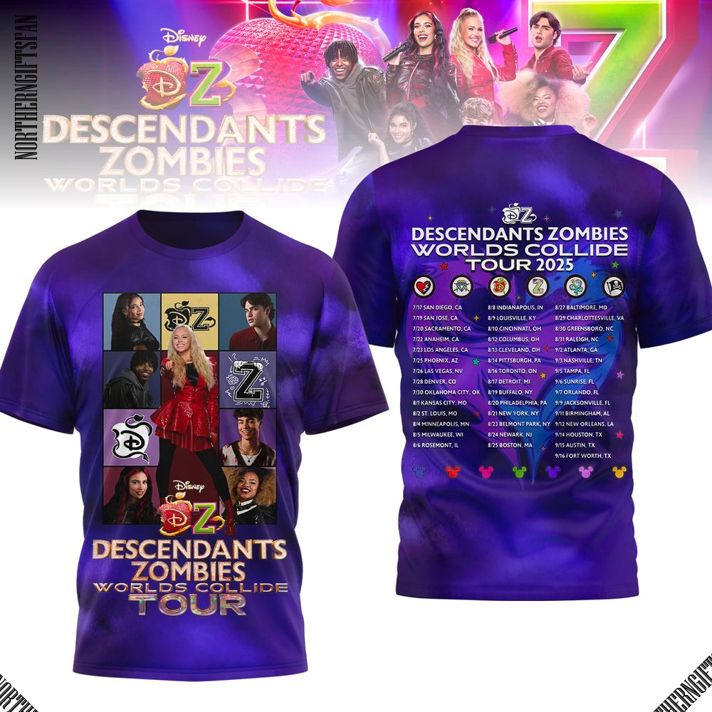 Descendants Zombies Worlds Collide Tour 2025 T-Shirt