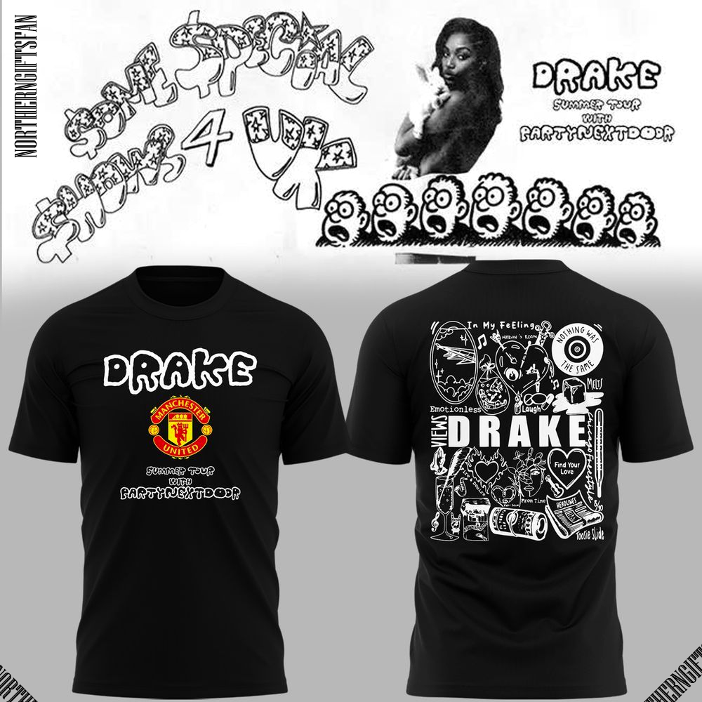 Manchester United x Drake Summer Tour 2025 Black T-Shirt Manchester United x Drake Summer Tour 2025 Black T-Shirt