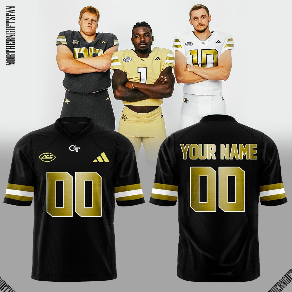 Men's Georgia Tech Football New Uniform 2025 Black Jersey Men's Georgia Tech Football New Uniform 2025 Black Jersey
