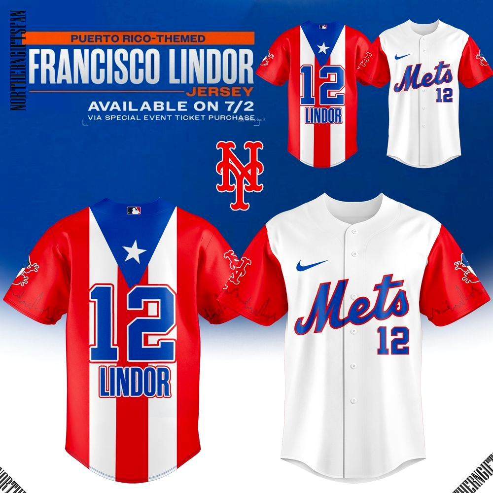 New York Mets Puerto Rico Themed Francisco Lindor 2025 New Jersey New York Mets Puerto Rico Themed Francisco Lindor 2025 New Jersey