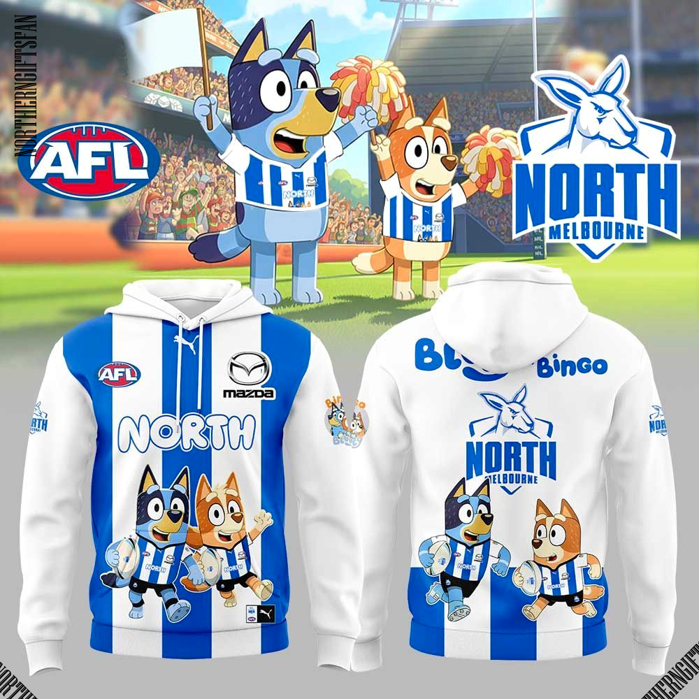 North Melbourne Bluey And Bingo 2025 Hoodie North Melbourne Bluey And Bingo 2025 Hoodie