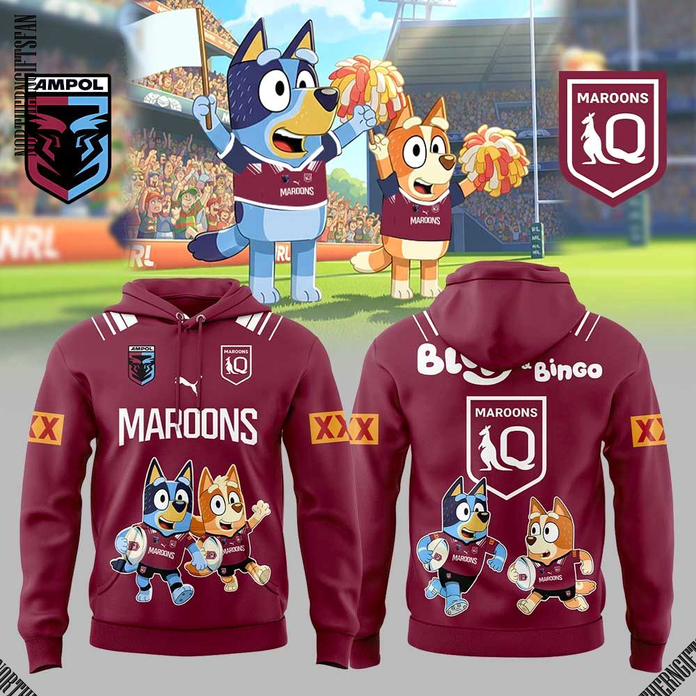 Queensland Maroons x Bluey and Bingo Limited Hoodie Queensland Maroons x Bluey and Bingo Limited Hoodie