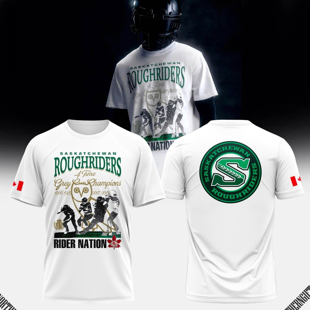 Saskatchewan Roughriders 4 Time Champions T-Shirt Saskatchewan Roughriders 4 Time Champions T-Shirt