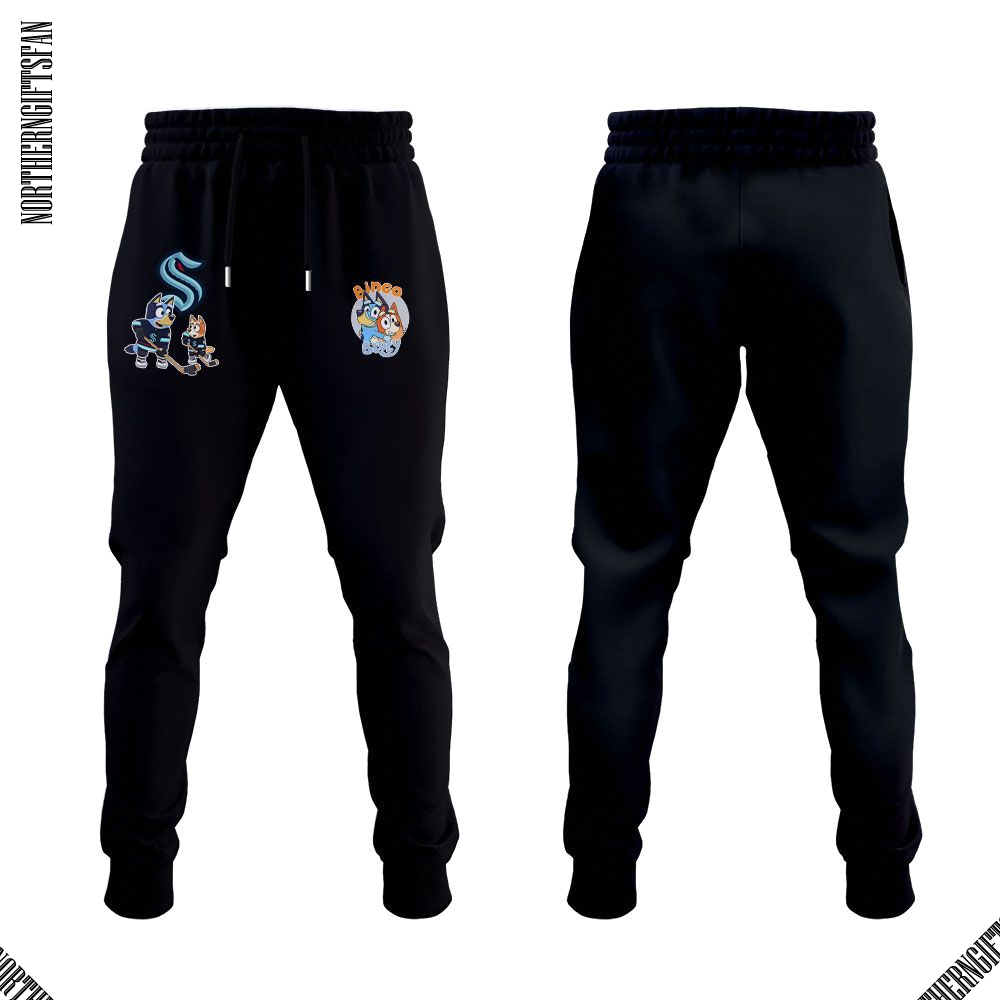 Seattle Kraken 2025 Bluey and Bingo Hoodie Seattle Kraken 2025 Bluey and Bingo Hoodie