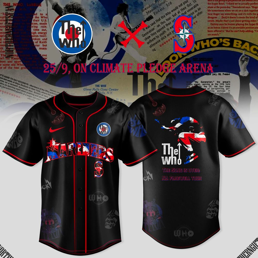 Seattle Mariners MLB x The Who NA Farewell 2025 Tour Jersey Seattle Mariners MLB x The Who NA Farewell 2025 Tour Jersey