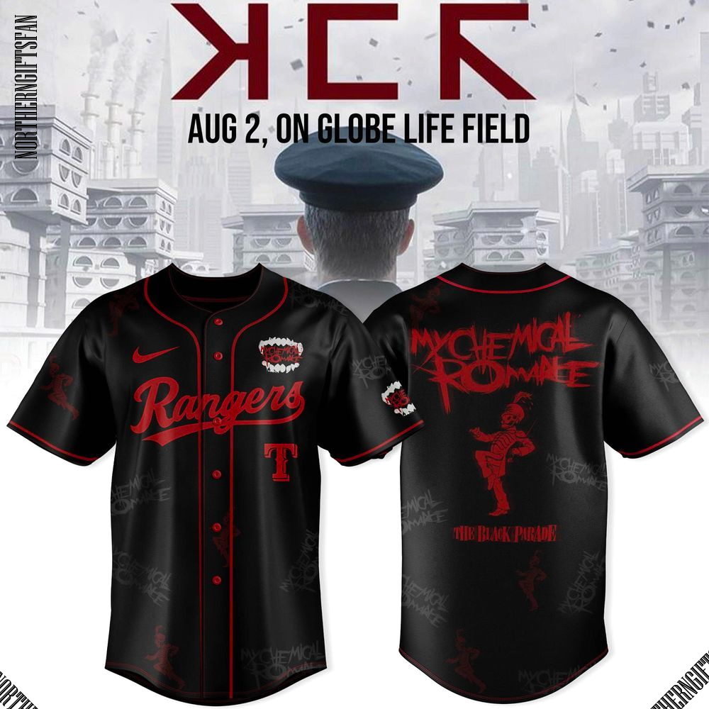 Texas Rangers x Long Live The Black Parade My Chemical Romance Tour 2025 Black Jersey Texas Rangers x Long Live The Black Parade My Chemical Romance Tour 2025 Black Jersey